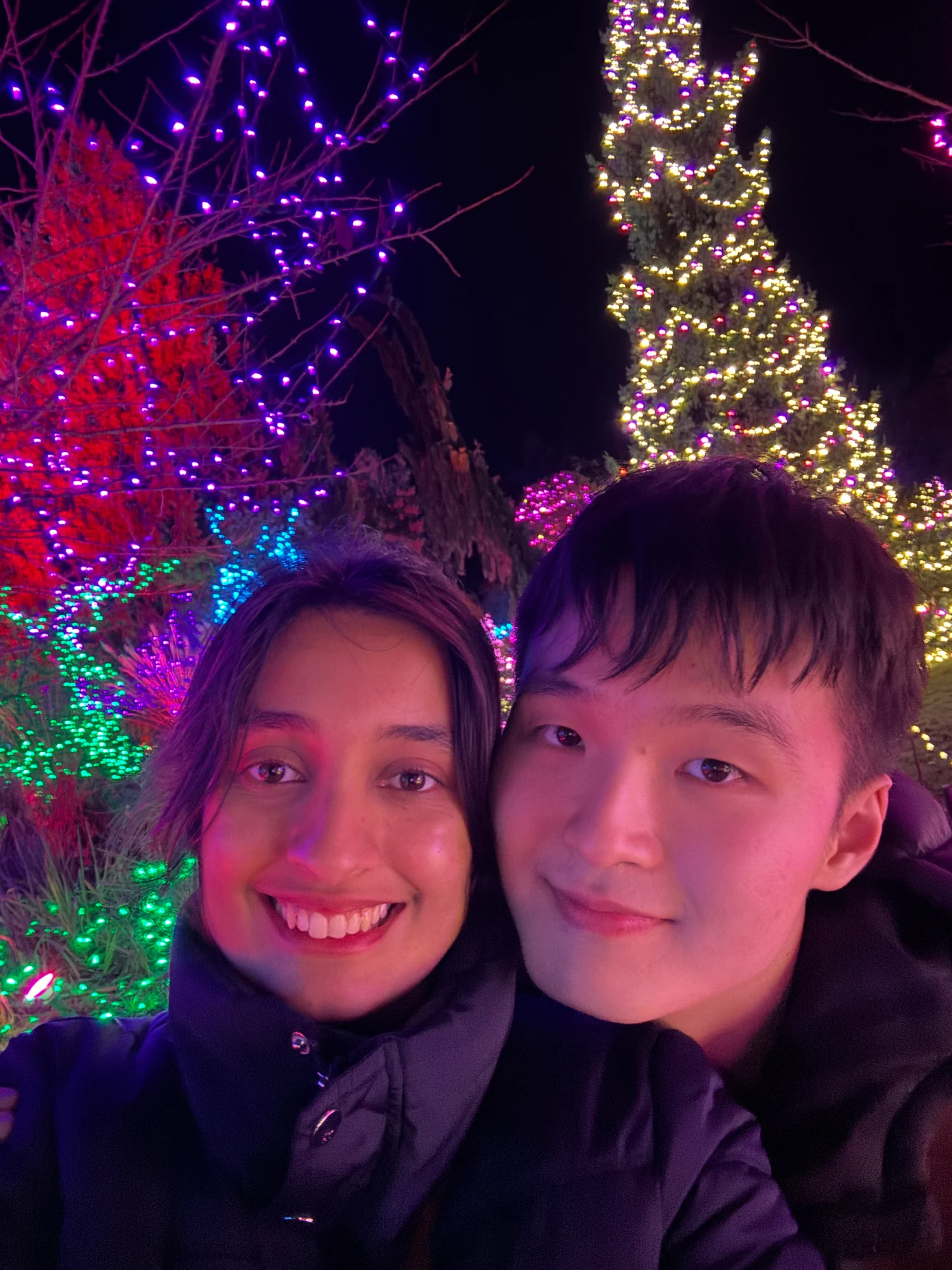 winter lights selfie